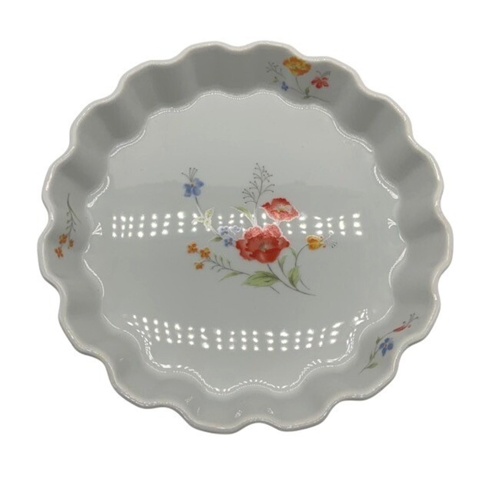Vintage Hearthside Poppy Garden 9" Quiche Dish Bake N' Serve Japan Floral